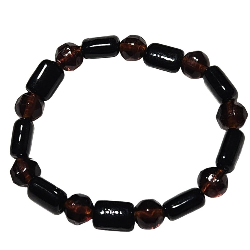 Boho Black Brown Beaded Stretch Bracelet Natural Fashion Jewelry Unisex